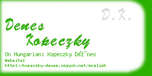 denes kopeczky business card